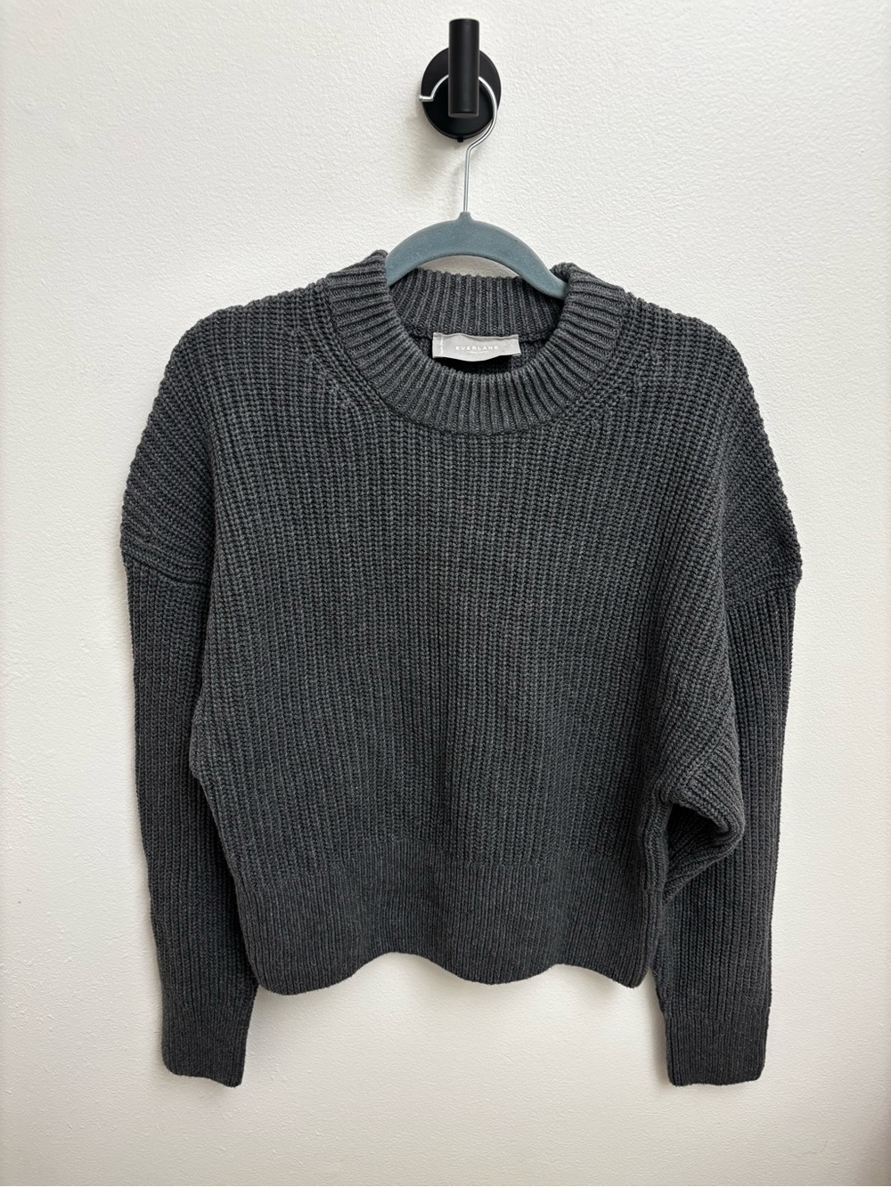 Everlane Charcoal Knit Chunky Crewneck Sweater 100% Organic Cotton Women’s Large